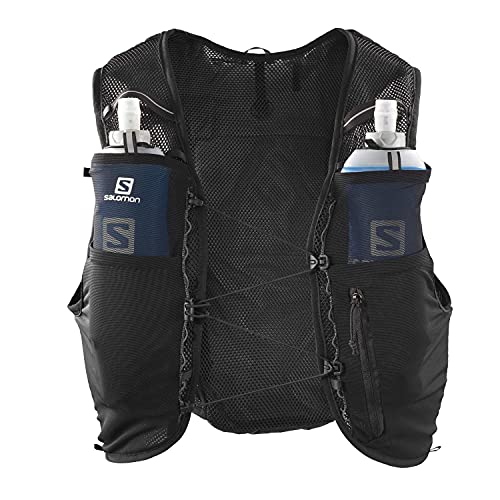 Salomon ADV Hydra Vest 4 Chaleco de hidratación 4L, 2 Botellas SoftFlask 500 ml Incluidas, Unisex Adulto, Negro (Black), M