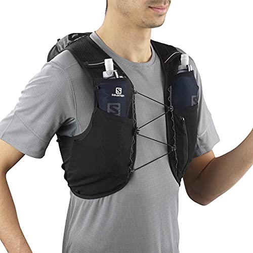 Salomon ADV Hydra Vest 8 Chaleco de hidratación 8L, 2 Botellas SoftFlask 500 ml Incluidas, Unisex Adulto, Negro (Black), L