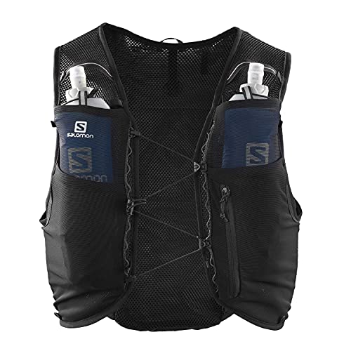 Salomon ADV Hydra Vest 8 Chaleco de hidratación 8L, 2 Botellas SoftFlask 500 ml Incluidas, Unisex Adulto, Negro (Black), L