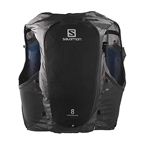 Salomon ADV Hydra Vest 8 Chaleco de hidratación 8L, 2 Botellas SoftFlask 500 ml Incluidas, Unisex Adulto, Negro (Black), L