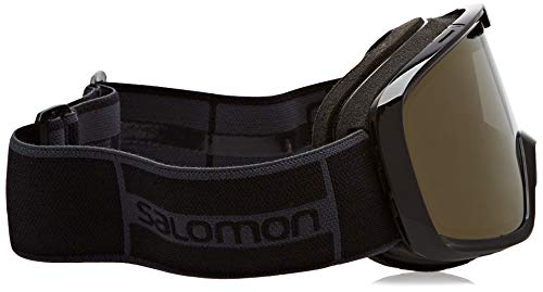 Salomon, AKSIUM ACCESS, Máscara de esquí Unisex, Ajuste Mediano-Pequeño, Negro-Gris/Universal Gold, L41152300