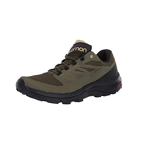 Salomon Outline Gore-Tex (impermeable) Hombre Zapatos de trekking, Verde (Burnt Olive/Black/Safari), 40 ⅔ EU
