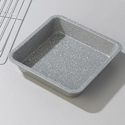 Salter Bandeja Antiadherente colección, 23 cm, Gris BW02780G Marble Collection Acero al Carbono No Stick 23cm Cuadrado Verduras y Carne Rastrada, Brownie Horneado Tin, Horno Seguro hasta 220°C