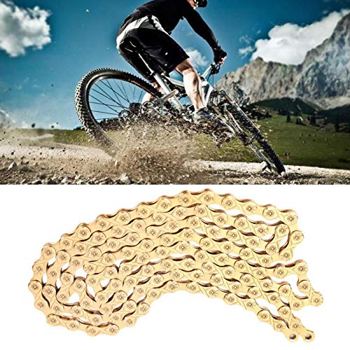 SALUTUYA Cadena Robusta de la Bicicleta de la Cadena de la Bicicleta de la montaña del Acero Inoxidable del Oro, para la Bici del Camino de la montaña(RX11-(11 Speed) Titanium Gold)