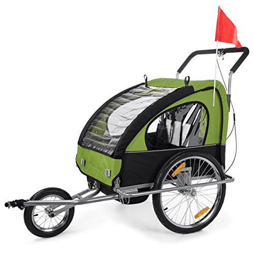 SAMAX Remolque de Bicicleta para Niños en Verde/Negro - Silver Frame