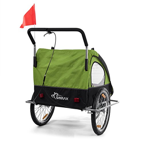 SAMAX Remolque de Bicicleta para Niños en Verde/Negro - Silver Frame