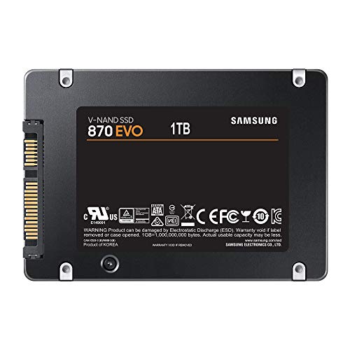 Samsung SSD 870 EVO - Disco duro interno de estado sólido, 1 TB, SATA 560 MB/s, 2,5", Negro