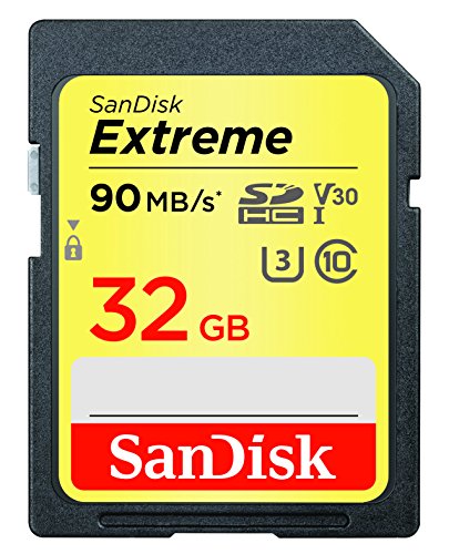 SanDisk Extreme 32GB SDHC Memory Card up to 90MB/s, Class 10, U3, V30