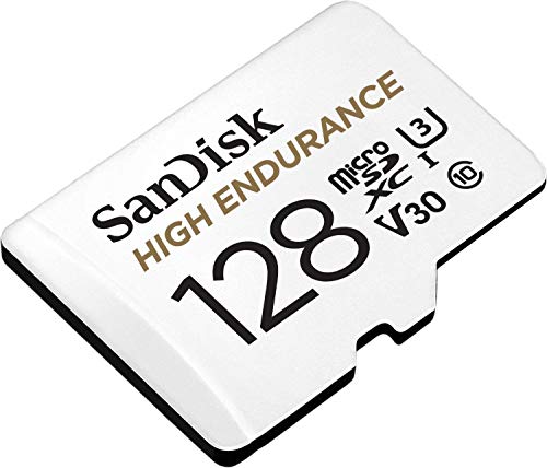 SanDisk High Endurance - Tarjeta microSD para videovigilancia, 128 GB, Blanco