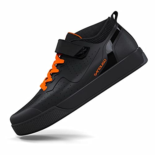 SANDUGO Zapatillas de Ciclismo de Hombre,Calzado de Bicicleta de montaña，Color: Negro，MTB ，Compatible con SPD, Pedal planol