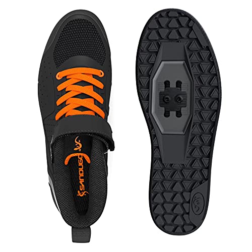 SANDUGO Zapatillas de Ciclismo de Hombre,Calzado de Bicicleta de montaña，Color: Negro，MTB ，Compatible con SPD, Pedal planol