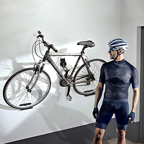 Sanggi Soporte de Pared Para Bicicleta, 3 En 1 MTB Gancho de Pared para Colgar Bicicleta, Gancho Para Pedal, Soporte de Bicicleta para la Pared con Ángulo de Apoyo y Almohadillas Protección de Pared