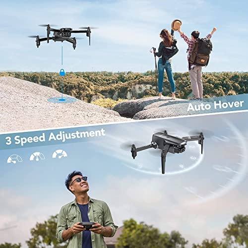 Sansisco D15 Mini Drone con Camara 1080P, Drone Plegable para Adulto, Control de Gravedad, Fotografía de Gesto, Ruta de Vuelo Personalizada, Drone para Principiantes con Modo sin Cabeza