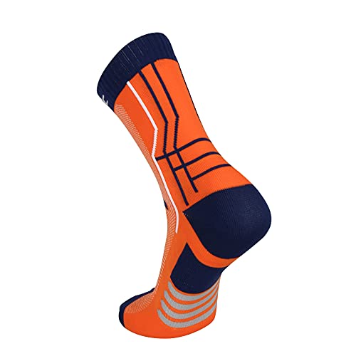 Santic Calcetines Ciclismo 2 Pares Hombres Calcetines Antideslizantes Mujer Calcetines Deportivos También para Correr y Montaña Naranja M