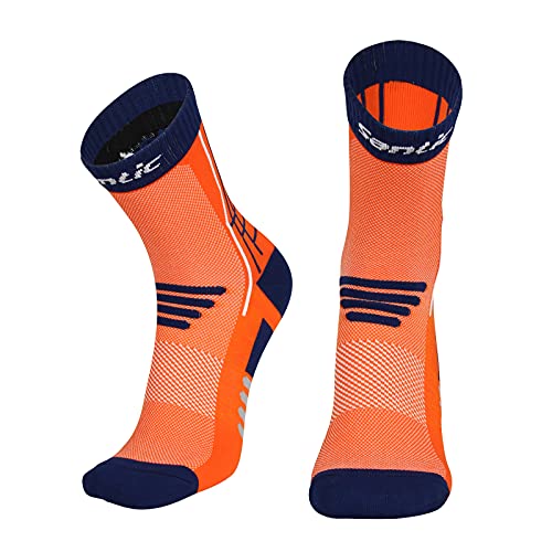 Santic Calcetines Ciclismo 2 Pares Hombres Calcetines Antideslizantes Mujer Calcetines Deportivos También para Correr y Montaña Naranja M