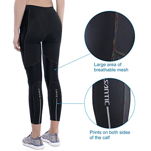 Santic Culote Ciclismo Mujer Culote Bicicleta Pantalones Largos de Ciclismo/Bicicleta/MTB con Badana para Mujeres EU S