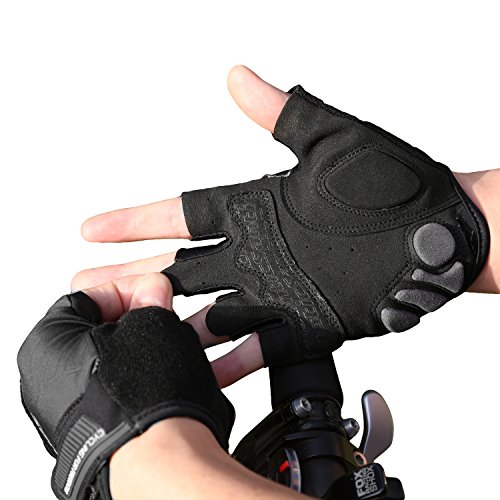 Santic Guantes Ciclismo Hombre Verano Guantes Bici Guantes Cortos para Carretera,Quedan los Dedos al Aire Negro L