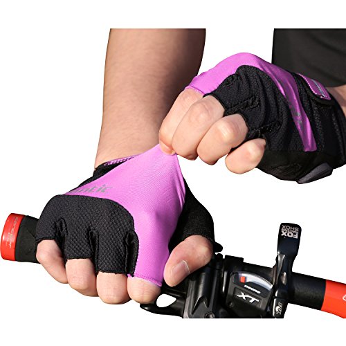 Santic Guantes Ciclismo Hombre Verano Guantes Bici Guantes Cortos para Carretera,Quedan los Dedos al Aire Rosa S