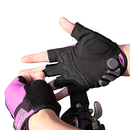 Santic Guantes Ciclismo Hombre Verano Guantes Bici Guantes Cortos para Carretera,Quedan los Dedos al Aire Rosa S