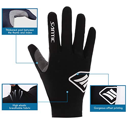 Santic Guantes Ciclismo Invierno Guantes Bicicleta Montaña Carretera Completo Dedo para Hombres y Mujers Ciclistas Negro M