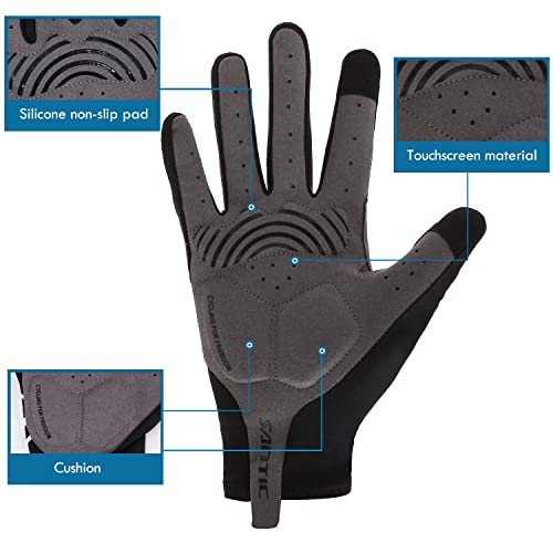 Santic Guantes Ciclismo Invierno Guantes Bicicleta Montaña Carretera Completo Dedo para Hombres y Mujers Ciclistas Negro M