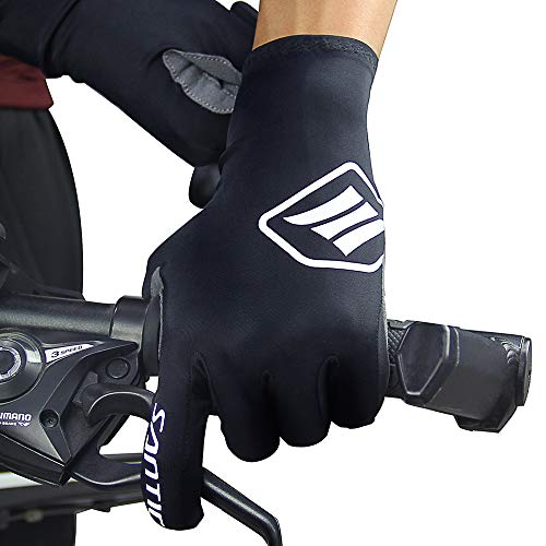 Santic Guantes Ciclismo Invierno Guantes Bicicleta Montaña Carretera Completo Dedo para Hombres y Mujers Ciclistas Negro M