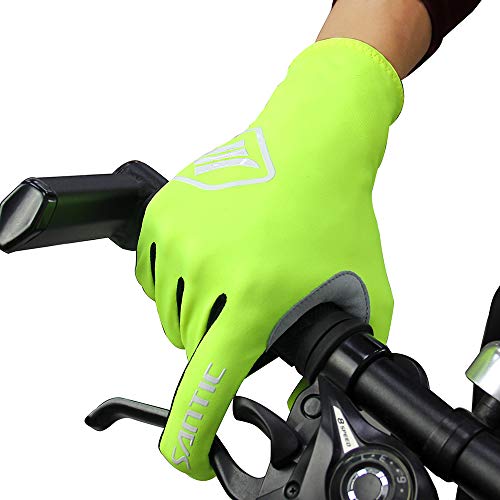 Santic Guantes Ciclismo Invierno Guantes Bicicleta Montaña Carretera Completo Dedo para Hombres y Mujers Ciclistas Verde XL