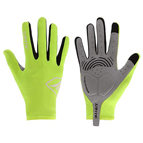 Santic Guantes Ciclismo Invierno Guantes Bicicleta Montaña Carretera Completo Dedo para Hombres y Mujers Ciclistas Verde XL