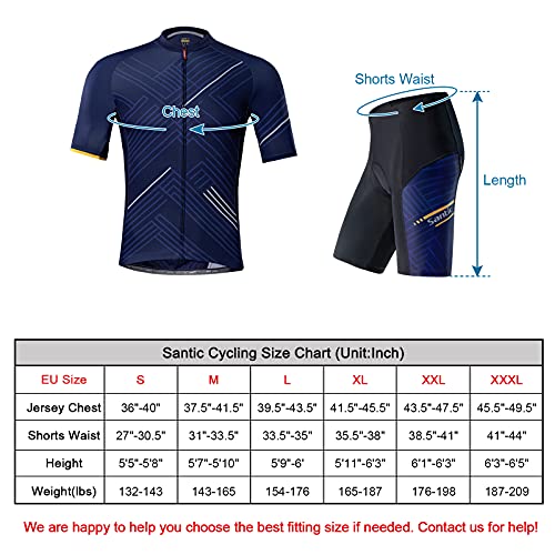 Santic Hombre Traje de Ciclismo Culotte Bici Ropa Hombre Verano Maillot Bicicleta Hombre Azul EU M