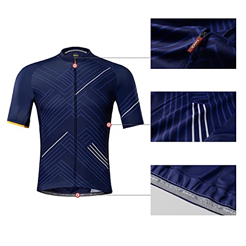 Santic Hombre Traje de Ciclismo Culotte Bici Ropa Hombre Verano Maillot Bicicleta Hombre Azul EU M