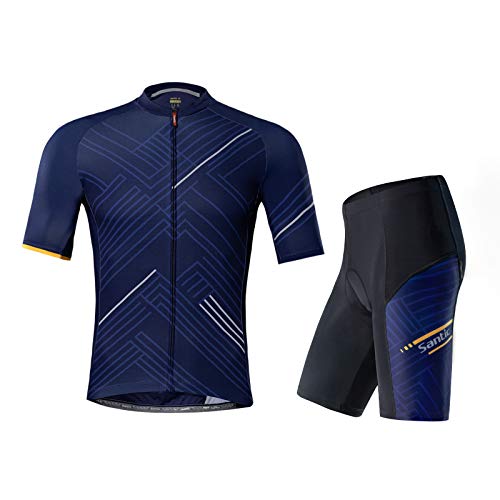 Santic Hombre Traje de Ciclismo Culotte Bici Ropa Hombre Verano Maillot Bicicleta Hombre Azul EU M