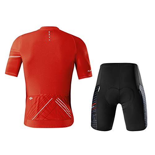 Santic Hombre Traje de Ciclismo Culotte Bici Ropa Hombre Verano Maillot Bicicleta Hombre Rojo EU 3XL
