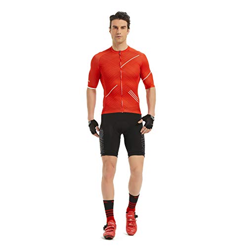 Santic Hombre Traje de Ciclismo Culotte Bici Ropa Hombre Verano Maillot Bicicleta Hombre Rojo EU 3XL