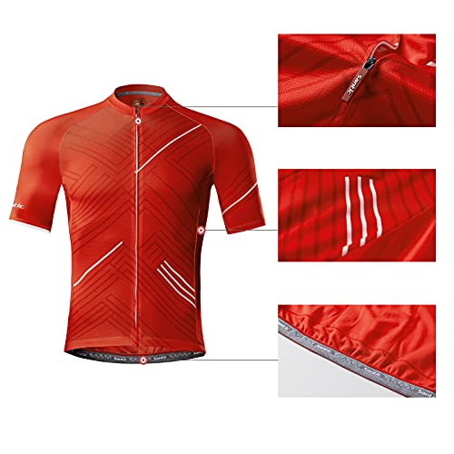 Santic Hombre Traje de Ciclismo Culotte Bici Ropa Hombre Verano Maillot Bicicleta Hombre Rojo EU 3XL