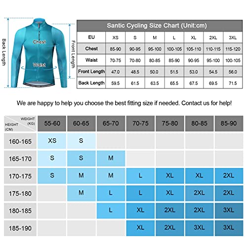 Santic Maillot Bicicleta Hombre Maillot Ciclismo con Mangas Largas con Bolsillos como Camiseta Interior en Invierno Azul EU M