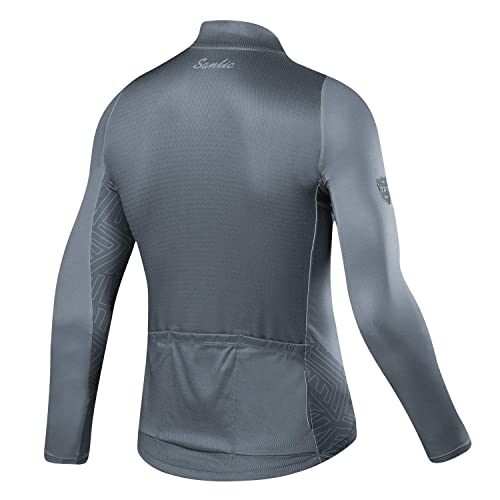 Santic Maillot Bicicleta Hombre Maillot Ciclismo con Mangas Largas con Bolsillos como Camiseta Interior en Invierno Gris EU L