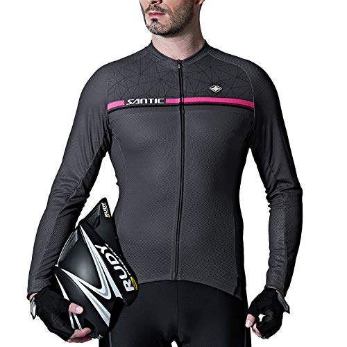 Santic Maillot Bicicleta Hombre Manga Larga MTB Maillot Ciclismo Hombre Otoño/Invierno Grey EU L