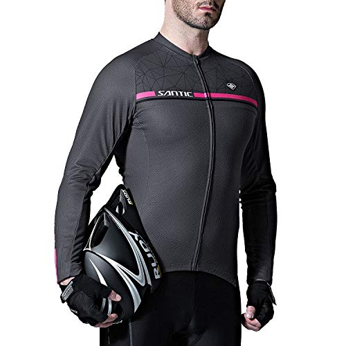 Santic Maillot Bicicleta Hombre Manga Larga MTB Maillot Ciclismo Hombre Otoño/Invierno Grey EU L