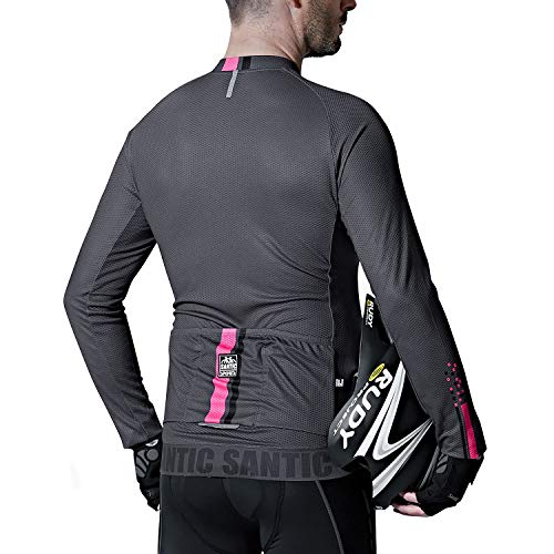 Santic Maillot Bicicleta Hombre Manga Larga MTB Maillot Ciclismo Hombre Otoño/Invierno Grey EU S