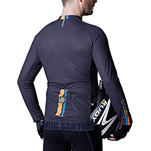 Santic Maillot Bicicleta Hombre Manga Larga MTB Maillot Ciclismo Hombre Otoño/Invierno Navy EU L