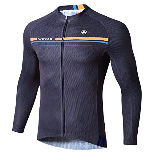 Santic Maillot Bicicleta Hombre Manga Larga MTB Maillot Ciclismo Hombre Otoño/Invierno Navy EU L