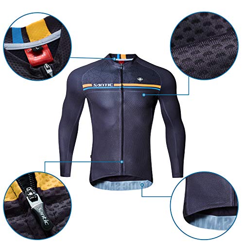 Santic Maillot Bicicleta Hombre Manga Larga MTB Maillot Ciclismo Hombre Otoño/Invierno Navy EU L