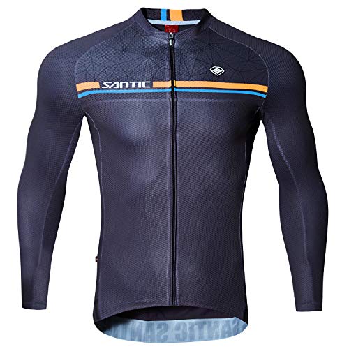 Santic Maillot Bicicleta Hombre Manga Larga MTB Maillot Ciclismo Hombre Otoño/Invierno Navy EU M