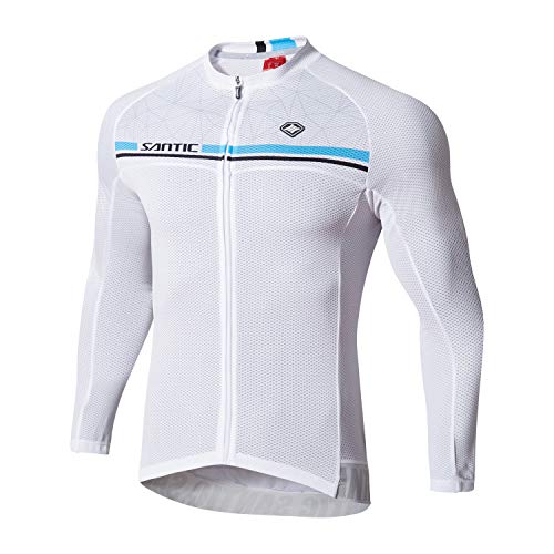 Santic Maillot Bicicleta Hombre Manga Larga MTB Maillot Ciclismo Hombre Otoño/Invierno White EU XXL