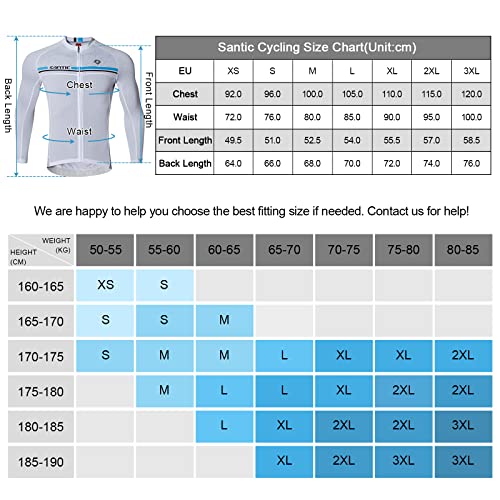 Santic Maillot Bicicleta Hombre Manga Larga MTB Maillot Ciclismo Hombre Otoño/Invierno White EU XXL