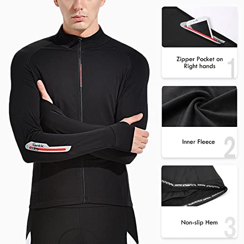 Santic Maillot Ciclismo Hombre Largas Invierno Térmico Maillot Bicicleta Negro EU L