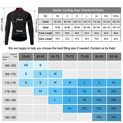 Santic Maillot Ciclismo Hombre Largas Invierno Térmico Maillot Bicicleta Negro EU L