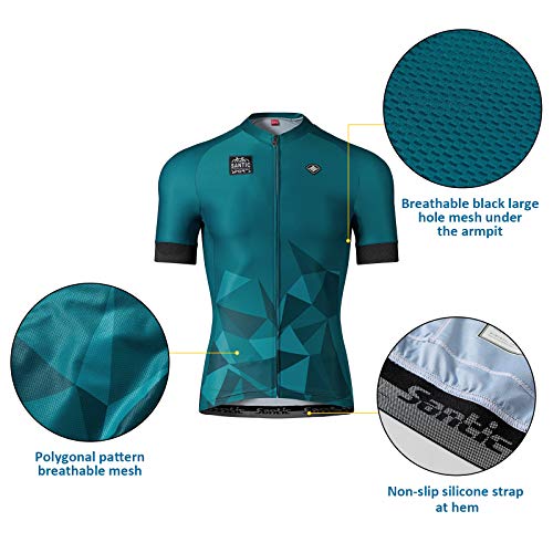 Santic Maillot Ciclismo Hombre Maillot Bicicleta con Mangas Cortas Camiseta Ciclismo Verano Verde EU L