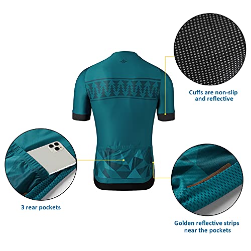 Santic Maillot Ciclismo Hombre Maillot Bicicleta con Mangas Cortas Camiseta Ciclismo Verano Verde EU L