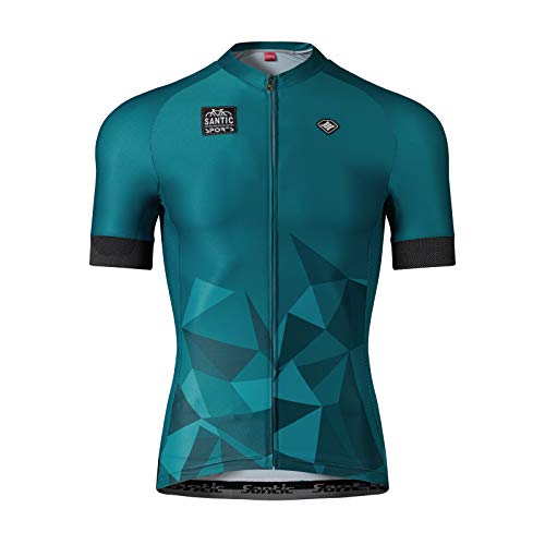 Santic Maillot Ciclismo Hombre Maillot Bicicleta con Mangas Cortas Camiseta Ciclismo Verano Verde EU L